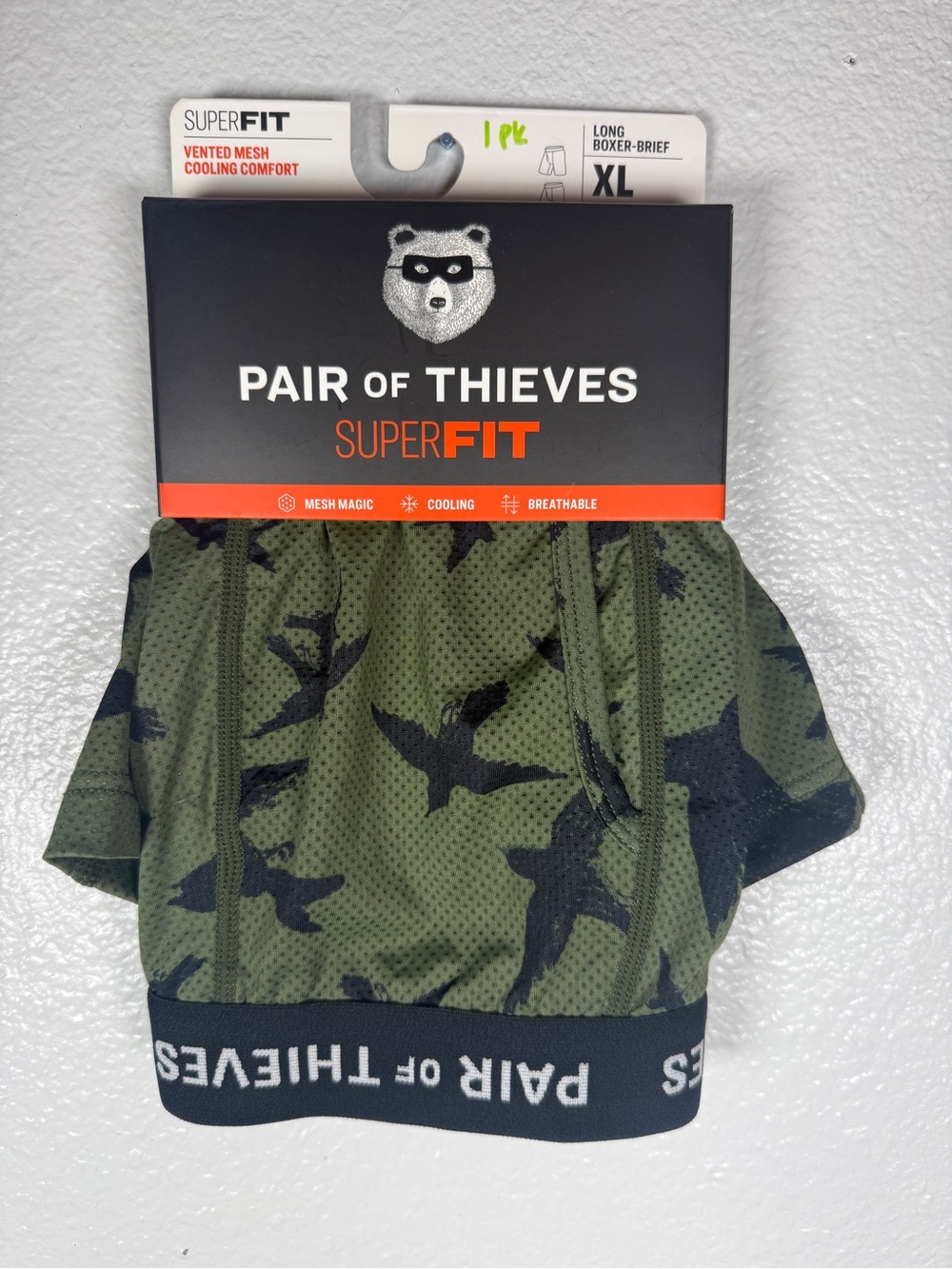 Pair of Thieves Men's Superfit Long Boxer Briefs XL Green Camo 1 PAIR NWT